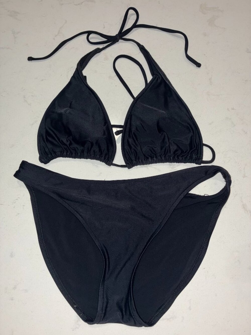Sunsets Separates Black Bikini Set Size Large Halter Top High Waist Bottom